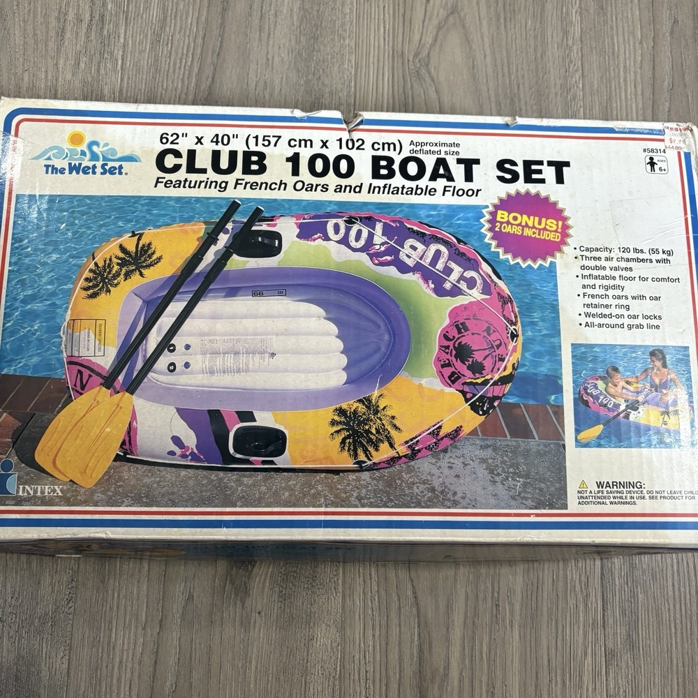 VTG 1999 INTEX The Wet Set Club 100 Inflatable Boat 3 Air Chambers 62x40 NOB